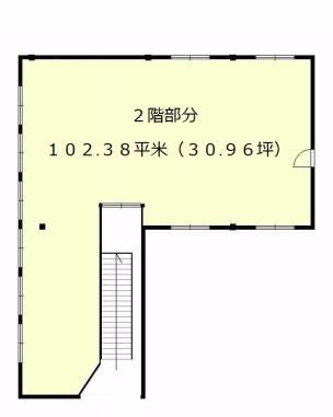 沢ノ町駅1分、駅前ビルの2階、102.38平米（30.96坪） 間取り